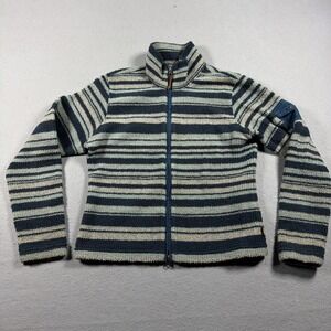 Vintage The North Face Sweater Women M Blue Striped Knit Full Zip A5 Series